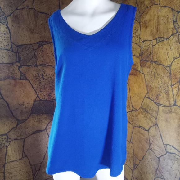 Desert Dunes Tops - Elegant Royal Blue Women's Tank Top 100% Cotton